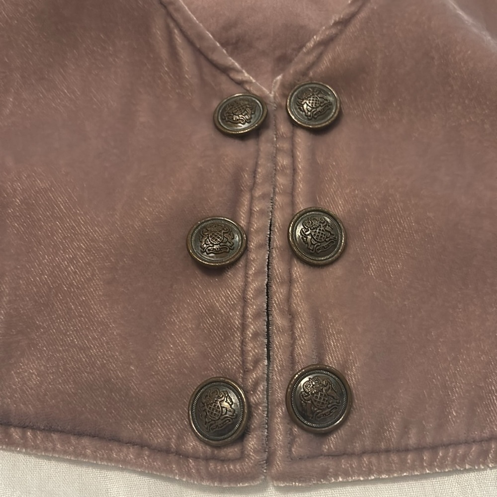 Free People rose mauve open velvet vest w/admirial buttons SZ   M boho chic - Picture 4 of 13